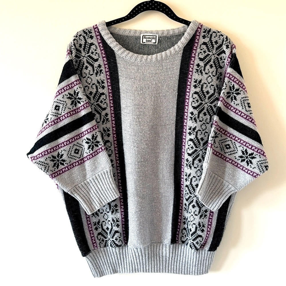 Kenneth Too Vintage Knit Nordic Ski Chalet Sweater‎ Size L approx.
